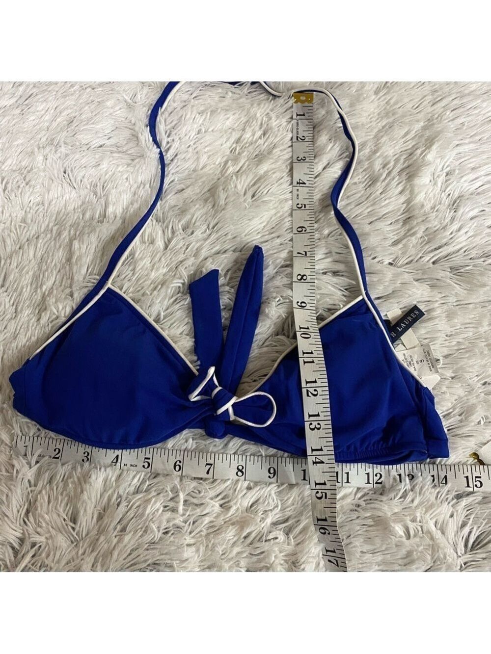 Women's Ralph Lauren Blue & White Halter Bikini Top S - Picture 13 of 14